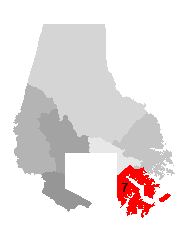 Map of Baltimore County with district 7 highlighted in red